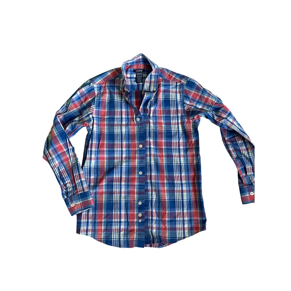 Izod Plaid Button down Shirt, Boys Medium 10/12